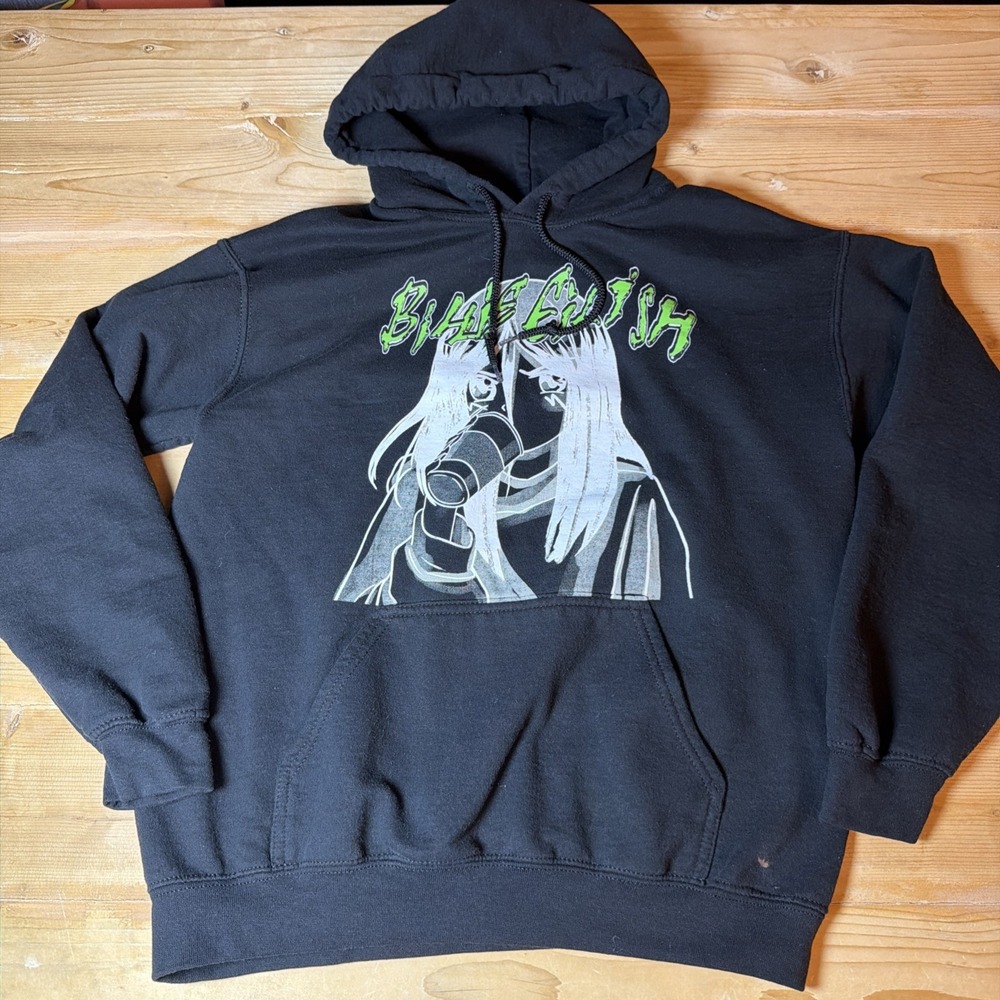 Billie Eilish Anime Graphic Hoodie Black Pullover Adult Medium Streetwear